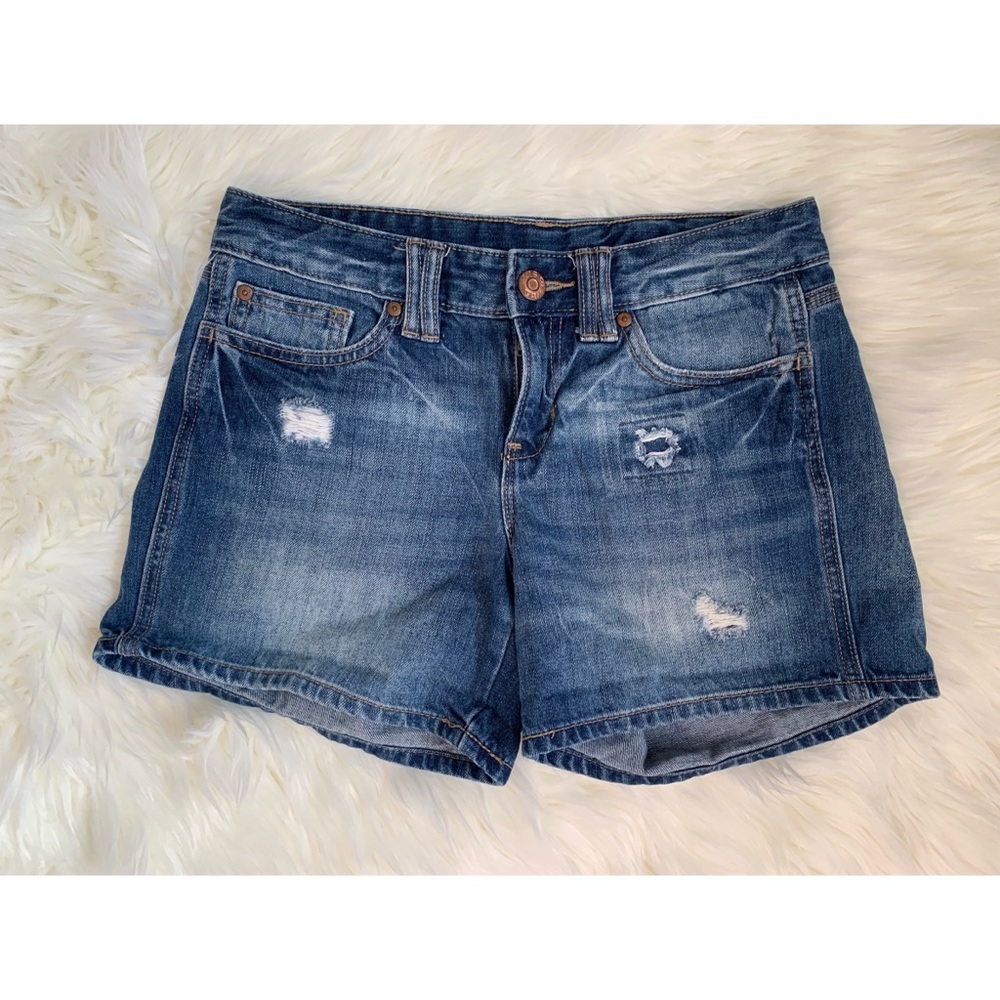 GAP | distressed blue denim jean shorts